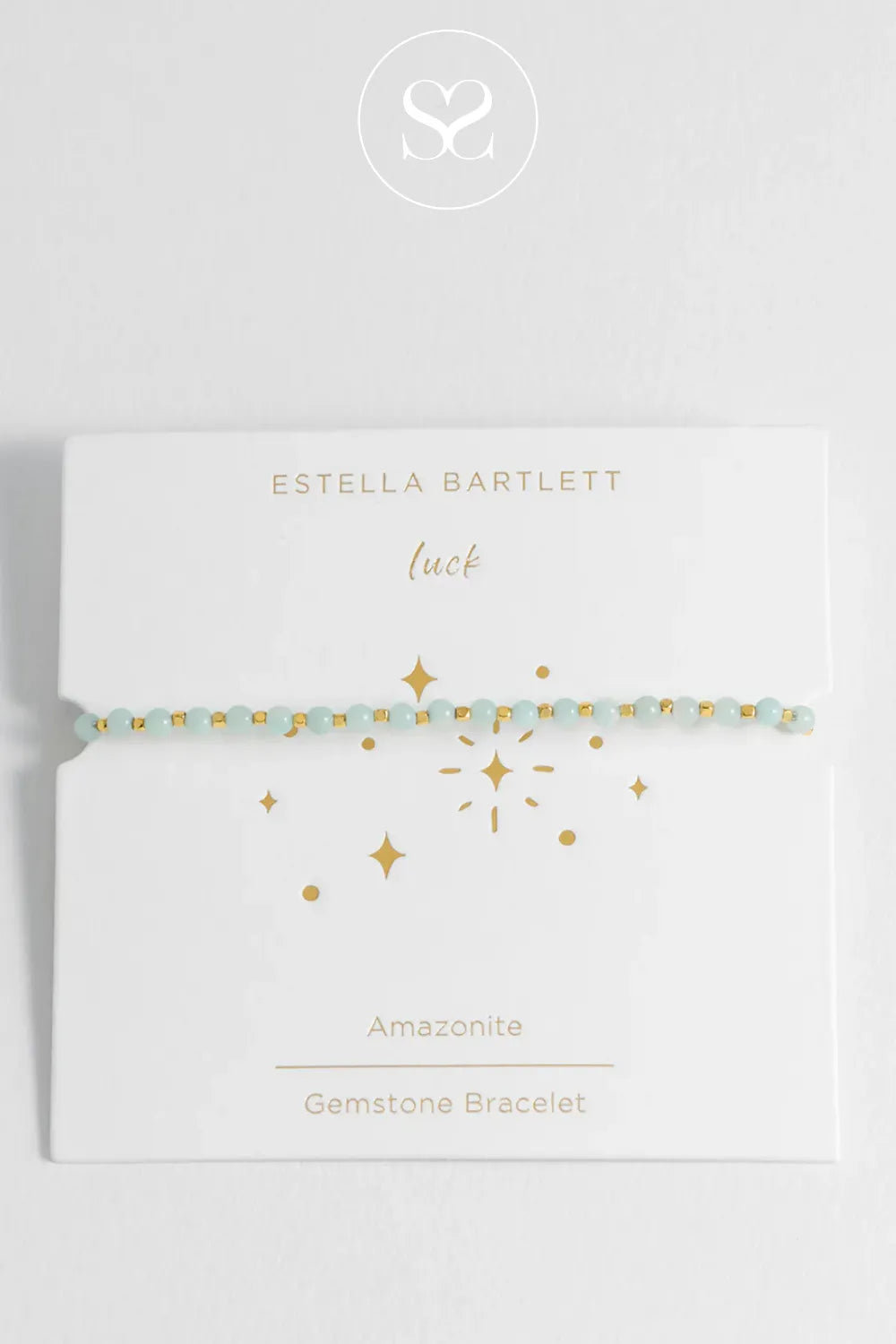 ESTELLA BARTLETT AMELIA GOLD PLATED AMAZONITE WELLNESS BRACELET EBB6863G Crafted with natural Amazonite gemstones