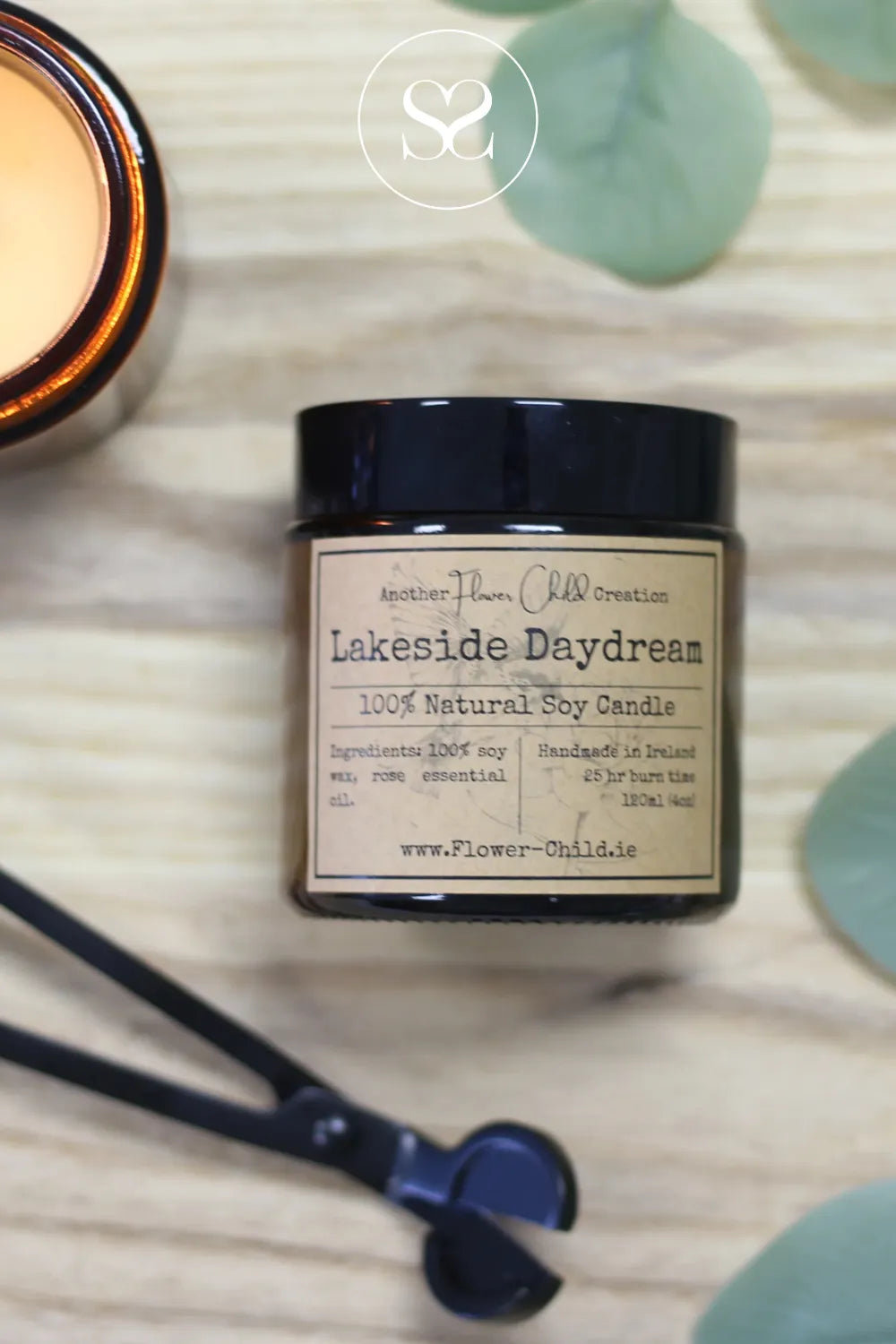FLOWER CHILD CANDLE - LAKESIDE DAYDREAM GIFTS , SOOTING ROSE SCENT
