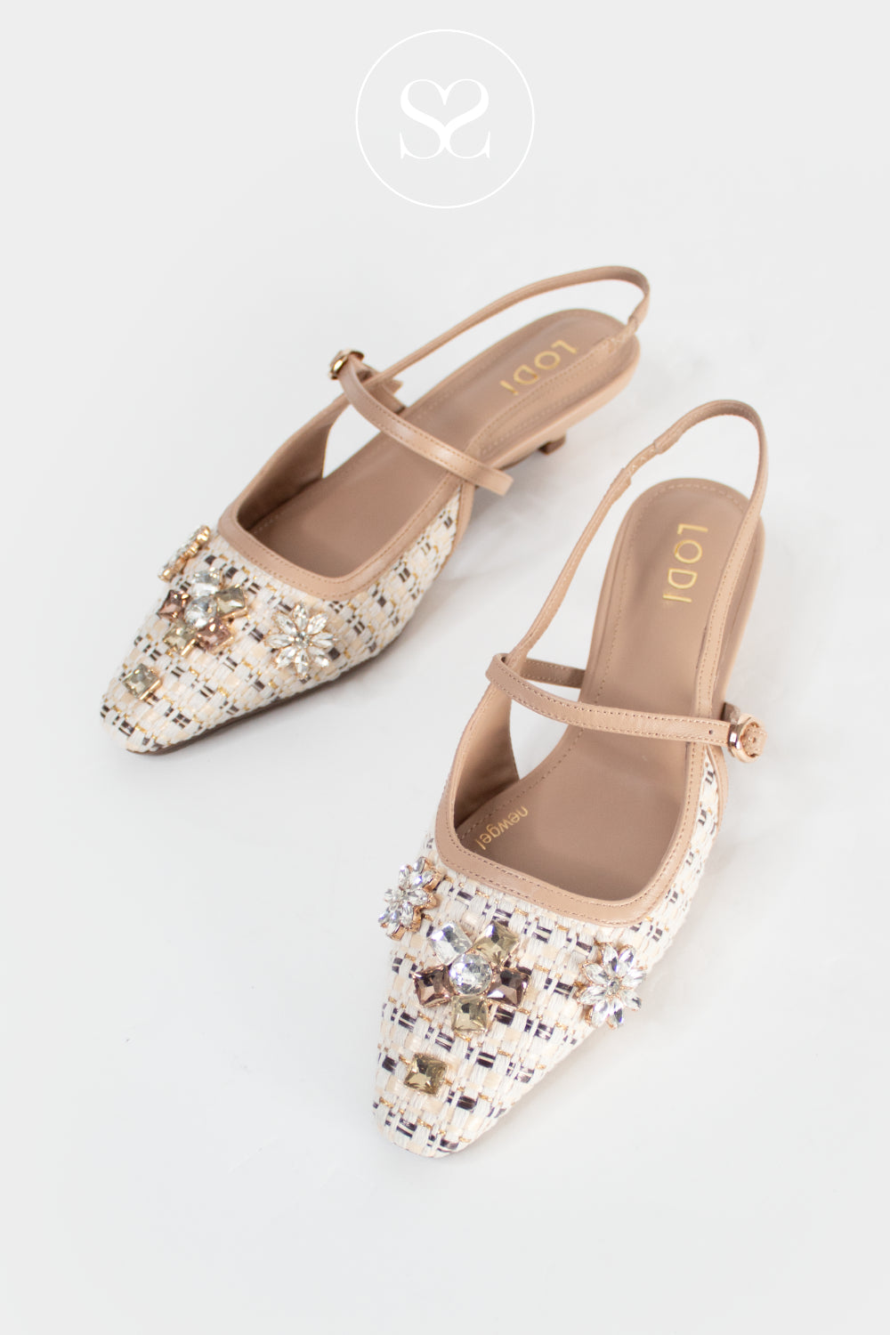 Lodi Camel Aztec Woven Kitten Heels - A-Apus