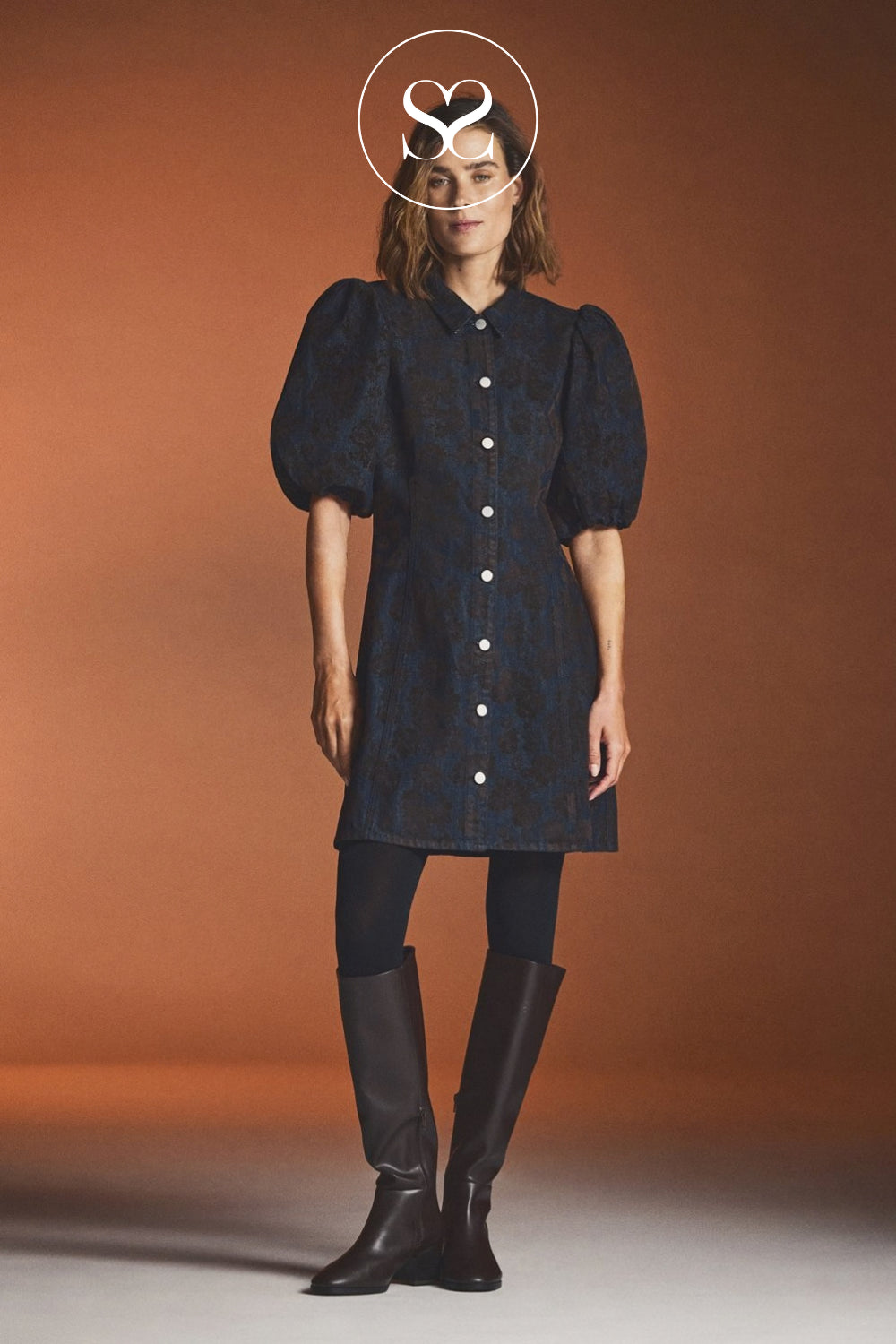 MSCH Copenhagen Denim Blue Puff Sleeve Dress — Alexa