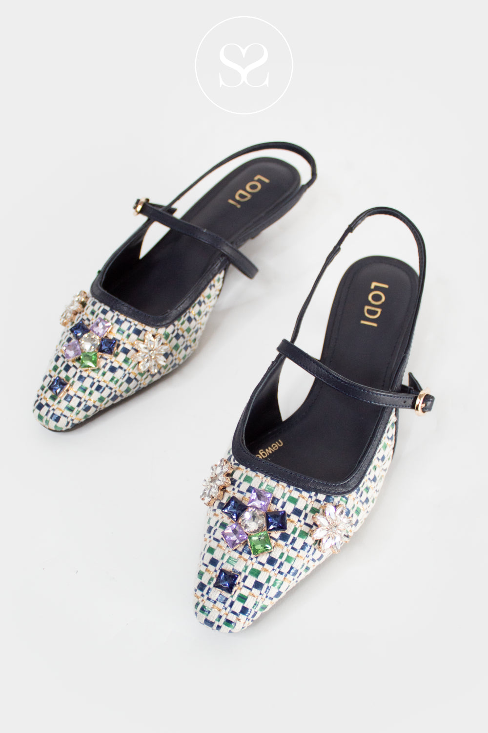 Lodi Navy Aztec Woven Kitten Heels - A-Apus Ireland