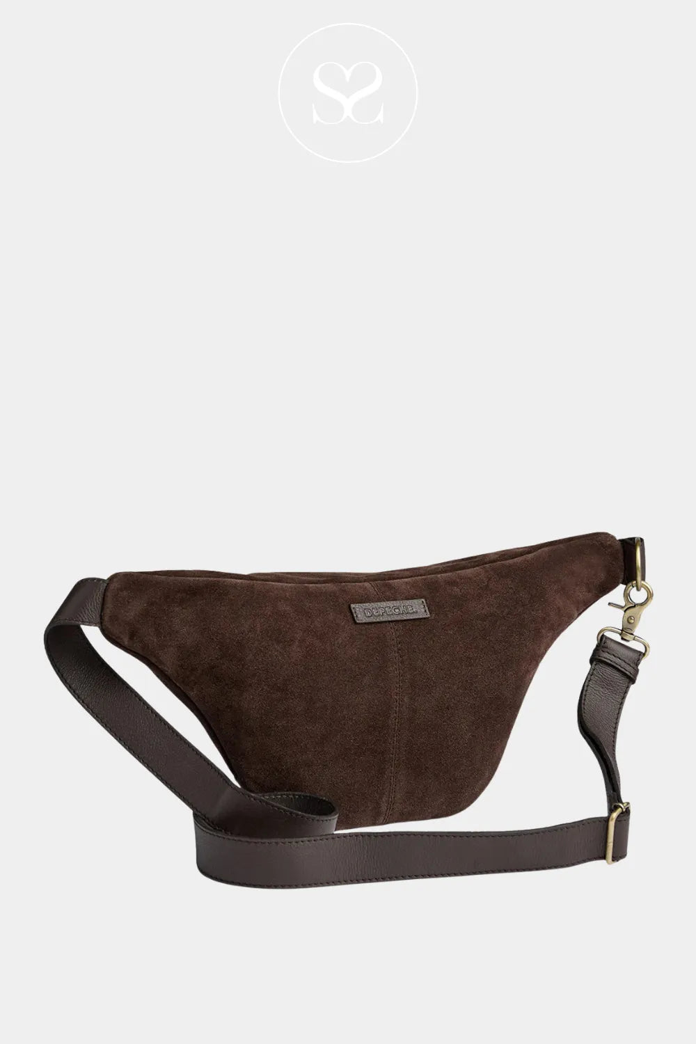 DEPECHE CHOCOLATE BROWN SUEDE BAG WITH ADJUSTABLE STRAP- IRELAND