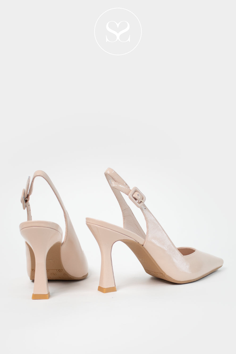Lodi Nude Patent High Heeled Slingback - Modern