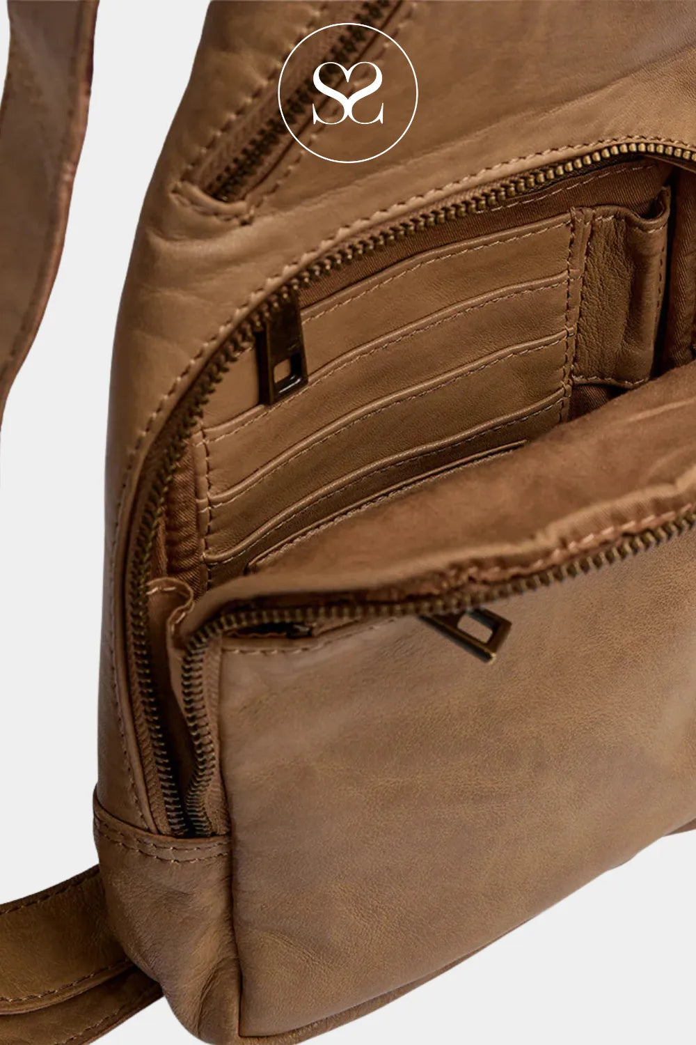 Depeche Camel Leather Crossbody Bumbag - 11304