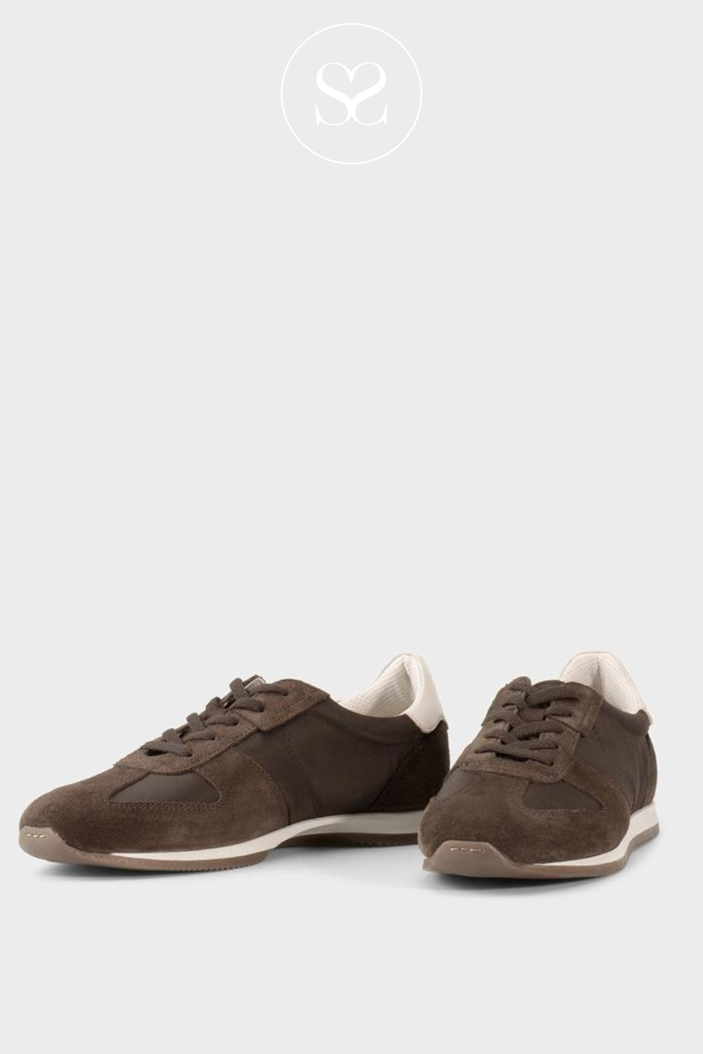chocolate brown suede retro slimline trainers for women from Vagabond