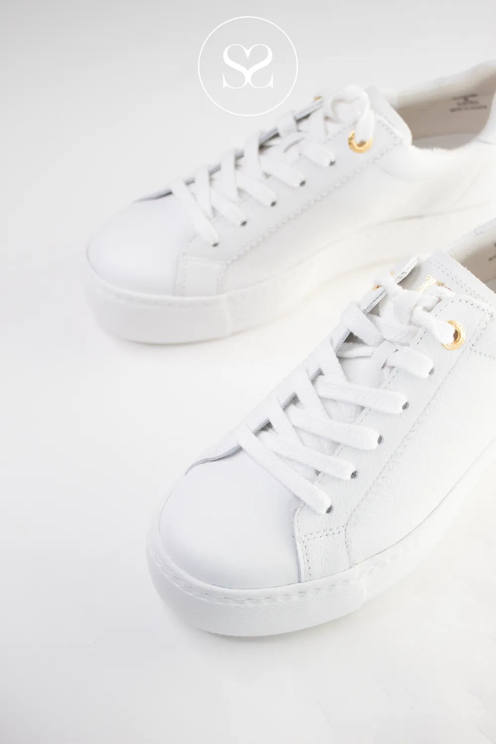 Paul Green white lace up flatform trainers for women