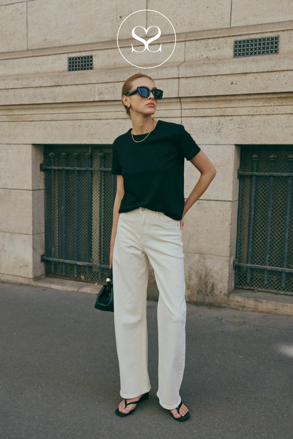 full length relaxed barrel jeans in cream