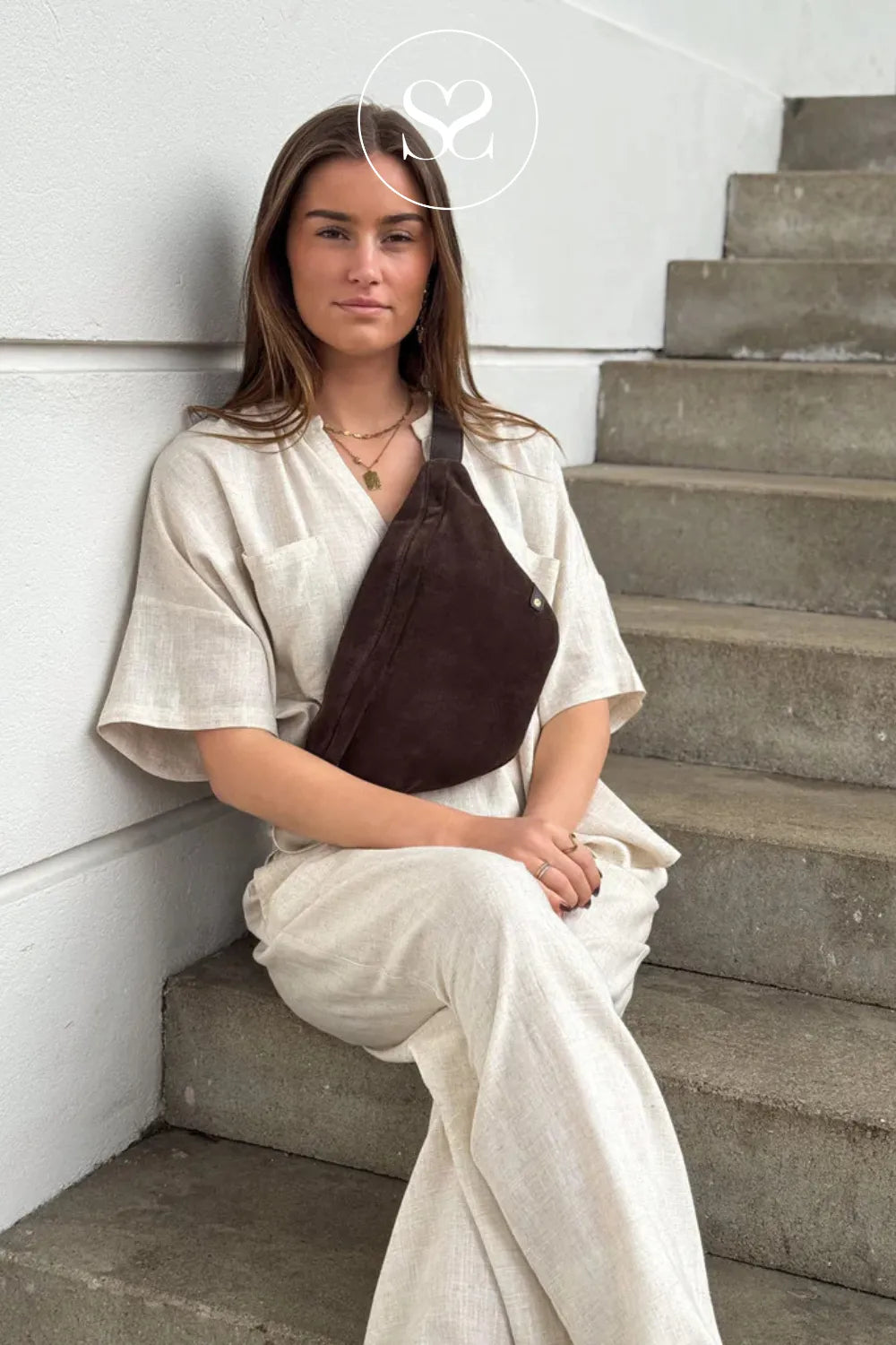 DEPECHE CHOCOLATE BROWN SUEDE CROSSBODY BAG FOR WOMEN