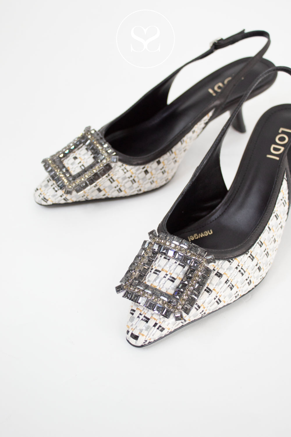 Lodi Black Woven Slingback - A-Cefeo