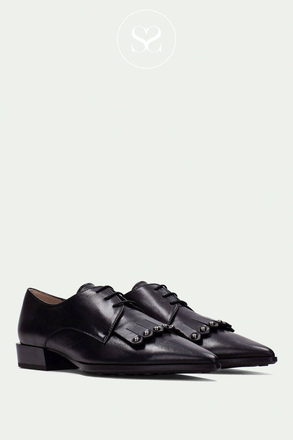 HISPANITAS BLACK LACE UP SHOES WITH POINTED TOE FOR WOMEN