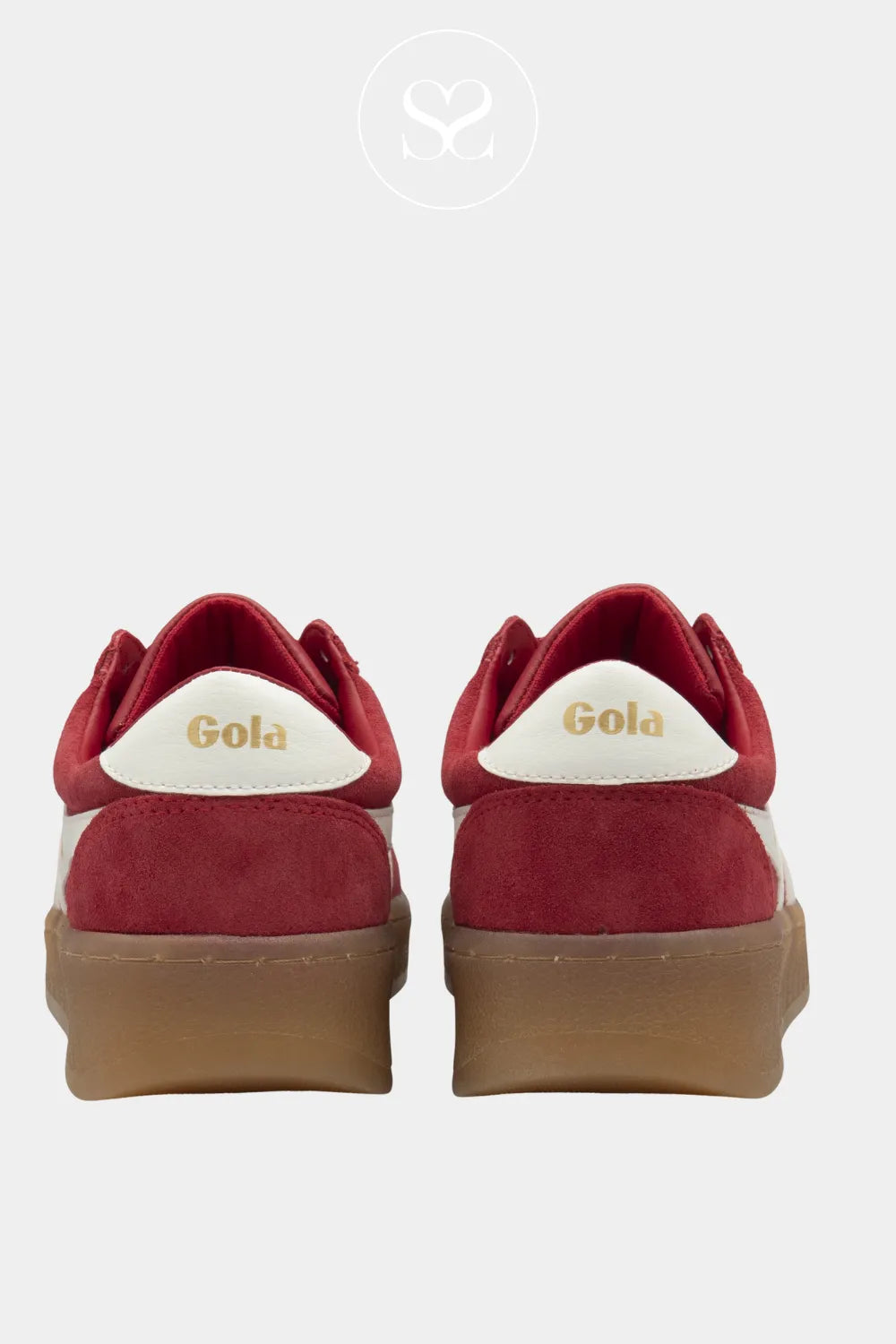 GOLA GRANDSLAM RED/WHITE LEATHER SNEAKERS WITH SUEDE DETILS AND SIGNATURE GOLD GOLA LOGO ON HEEL