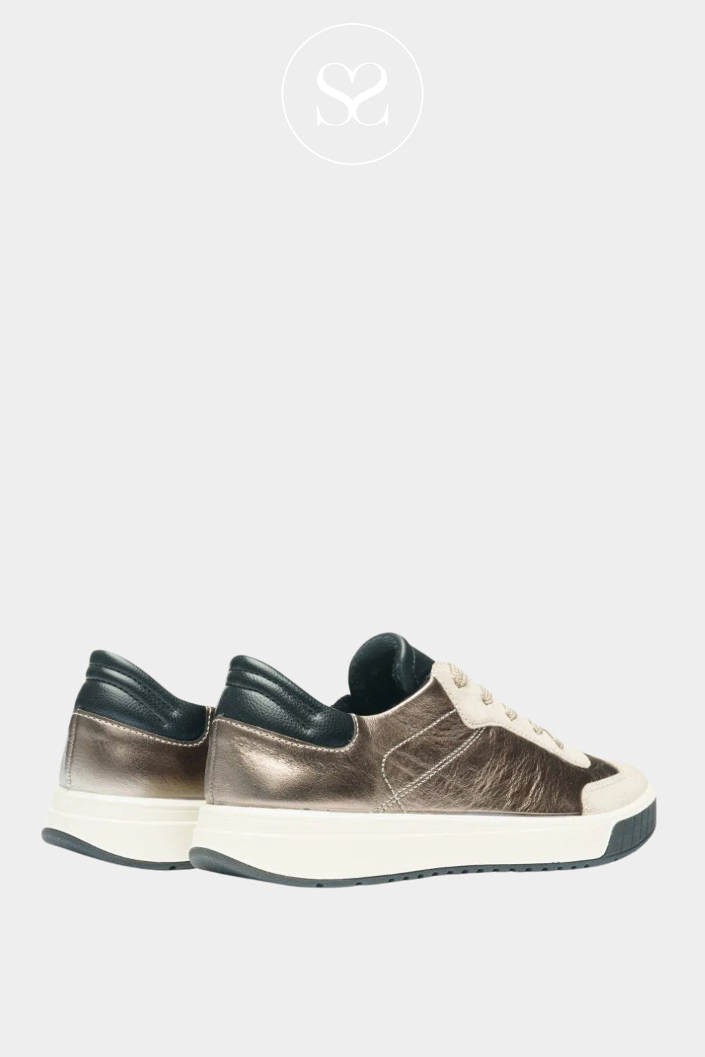 Comfortable Ara Beige Metallic Slip-On Wedge Trainers for Women - 12-50006