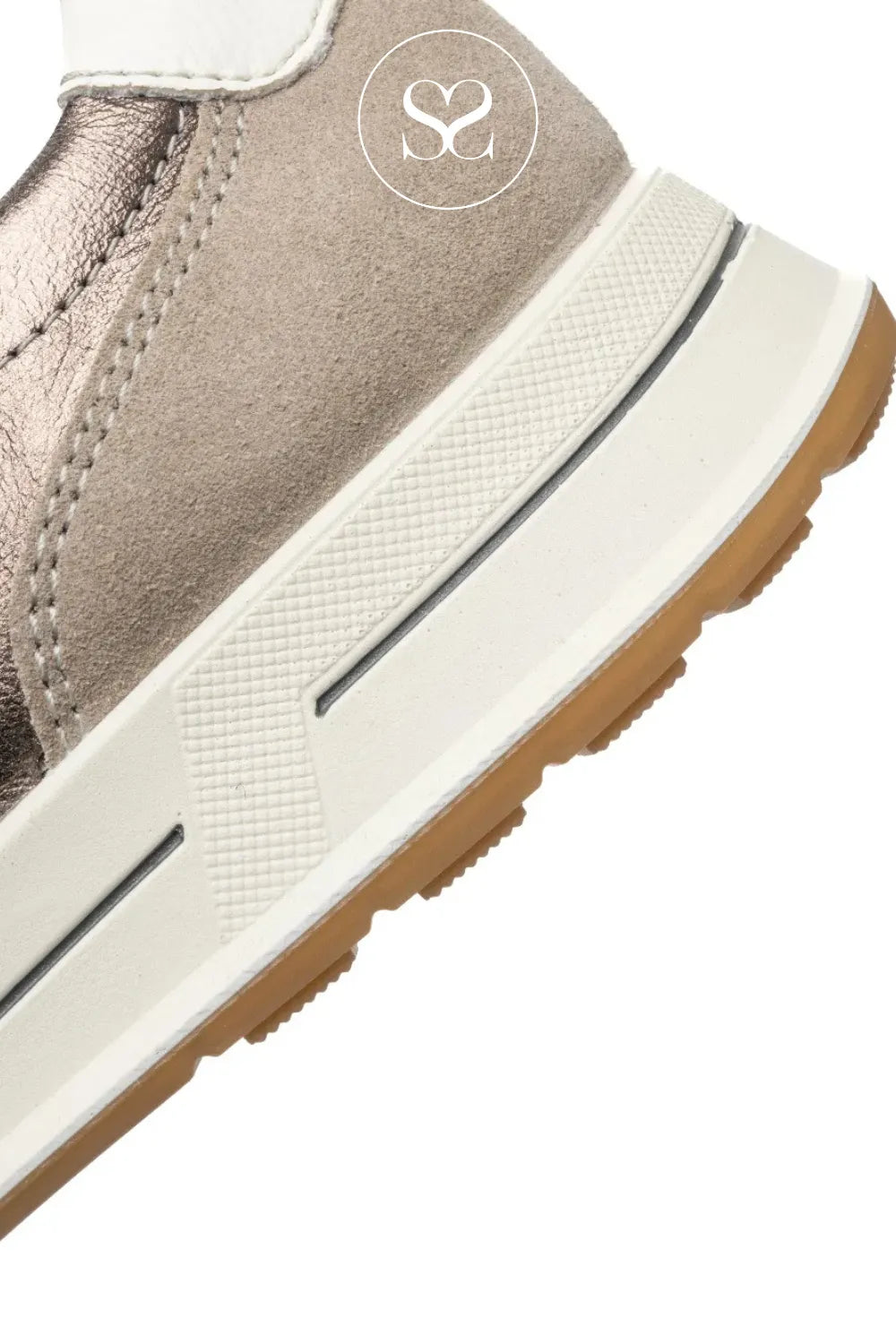 ARA BRONZE LEATHER FLATFORM TRAINERS 12-54801-79