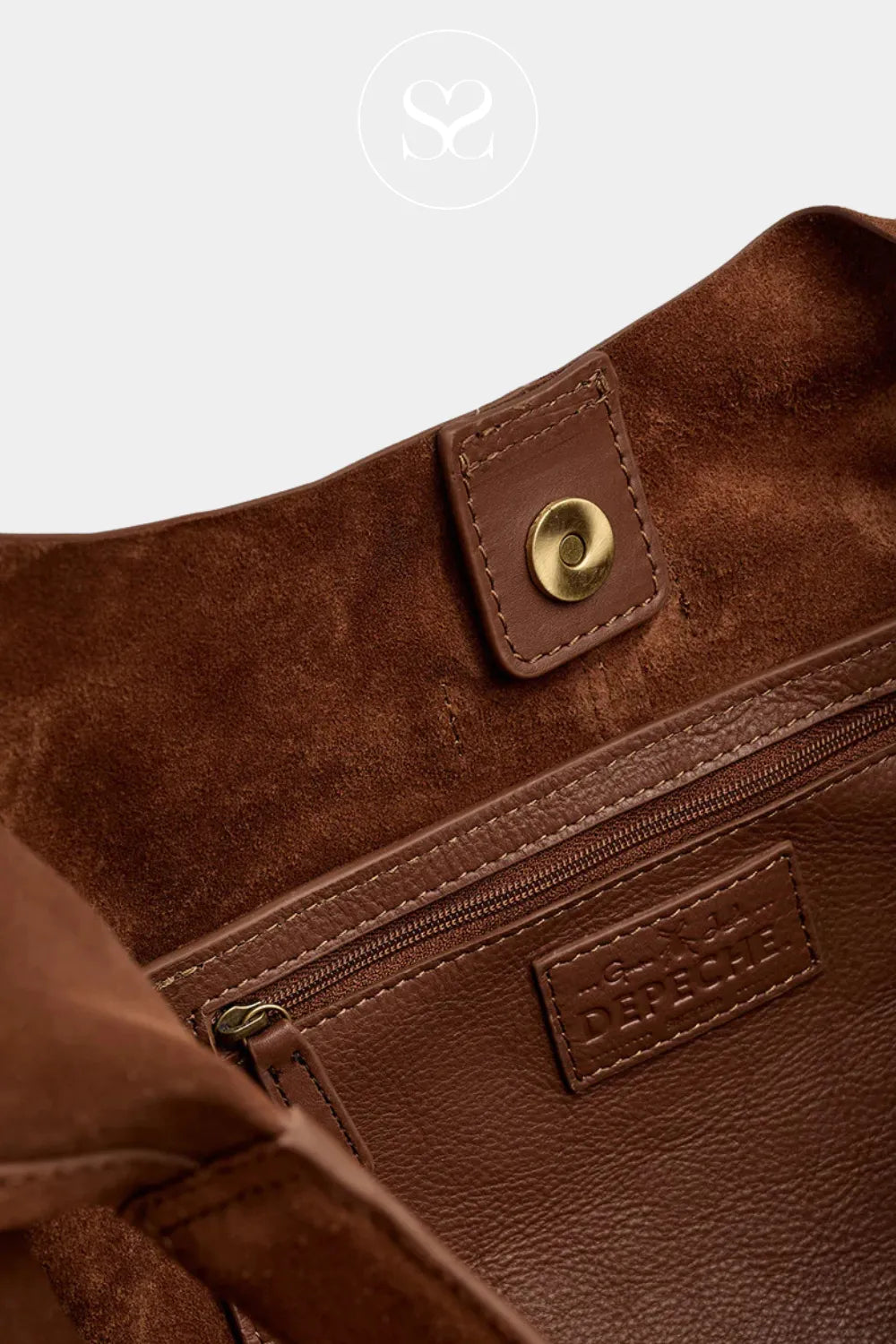 DEPECHE TAN SUEDE SHOPPER HANDBAG - 16644 FOR WOMEN WITH Magnetic snap closure for quick, secure access