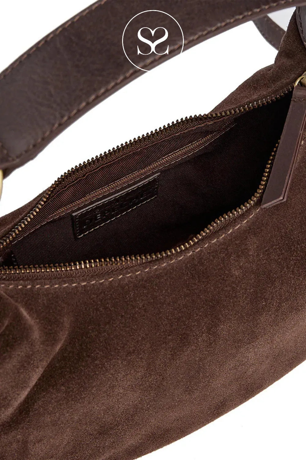 DEPECHE BROWN SUEDE CROSSBODY BAG - 16468