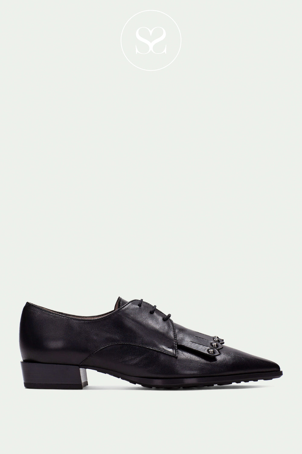 HISPANITAS BLACK LEATHER BROGUE WITH FRINGED LEATHER PANEL HI254263