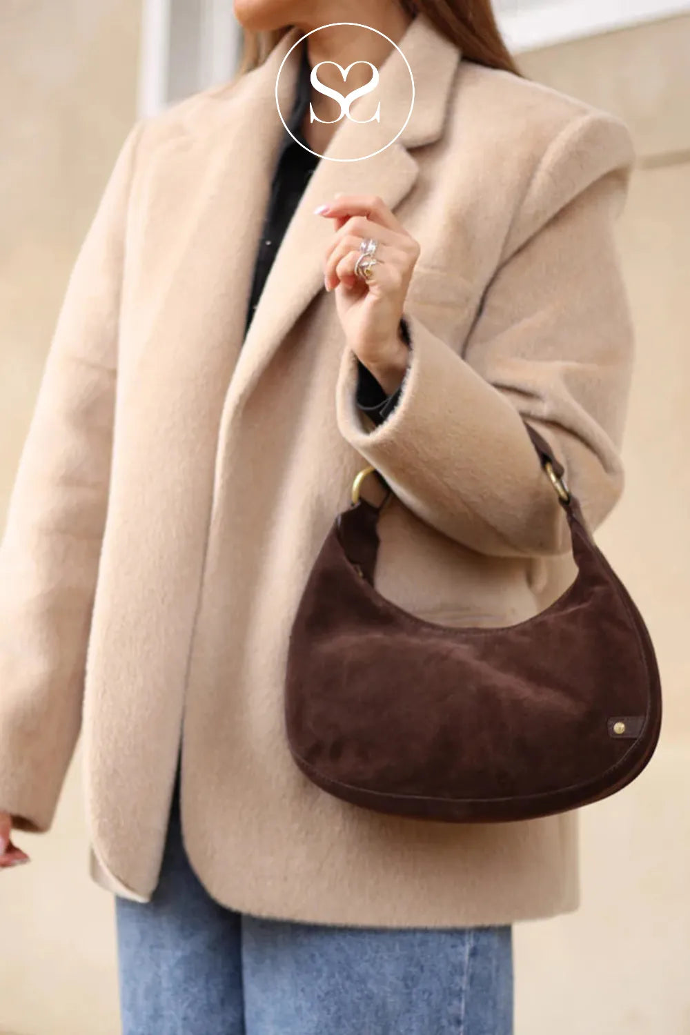 DEPECHE BROWN SUEDE CROSSBODY BAG - 16468