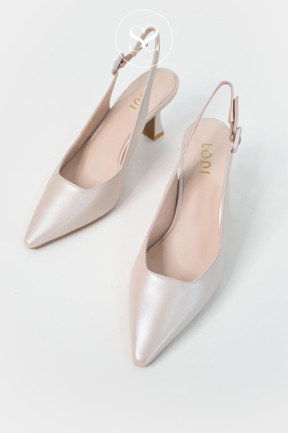 LODI JUCO PEARL WHITE SLINGBACK MID-HEEL COURT SHOES IRELAND