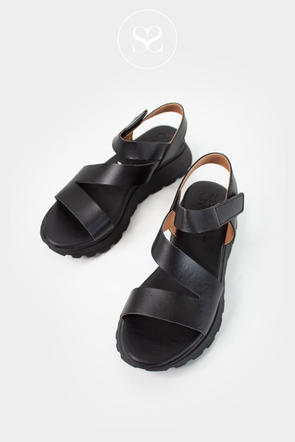 Oh My Sandals Black wedge Walking Sandals 5955