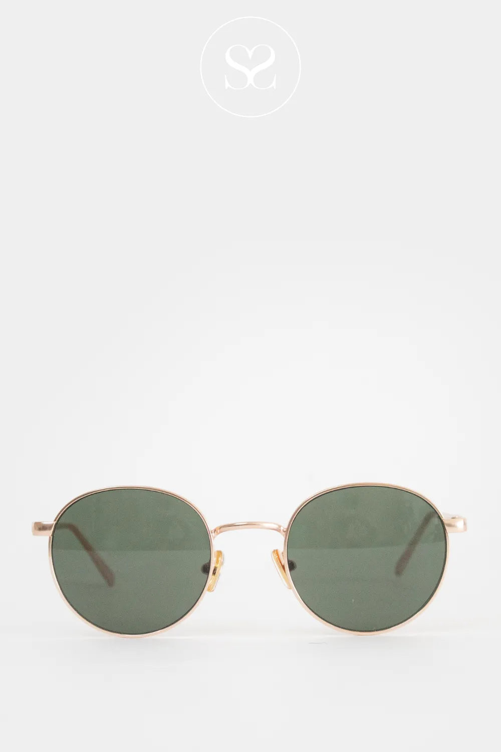 Eco Shades Green Rounded Metal Sunglasses - Vang Gold