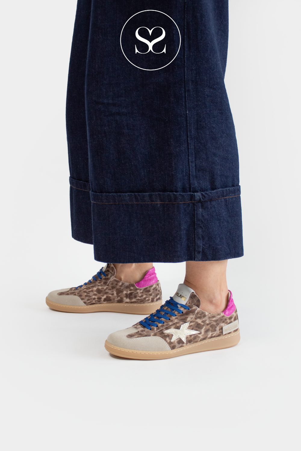 MELINE R-526 LEOPARD AND BLUE LACE SNEAKERS