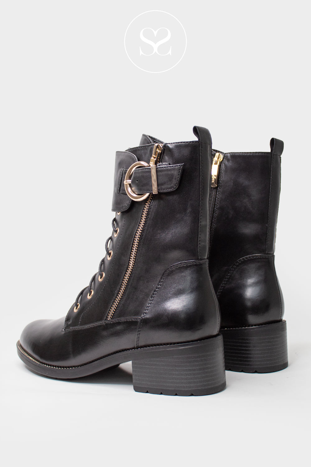 Comfortable black leather biker style boots for women in Ireland from Regarde le Ciel