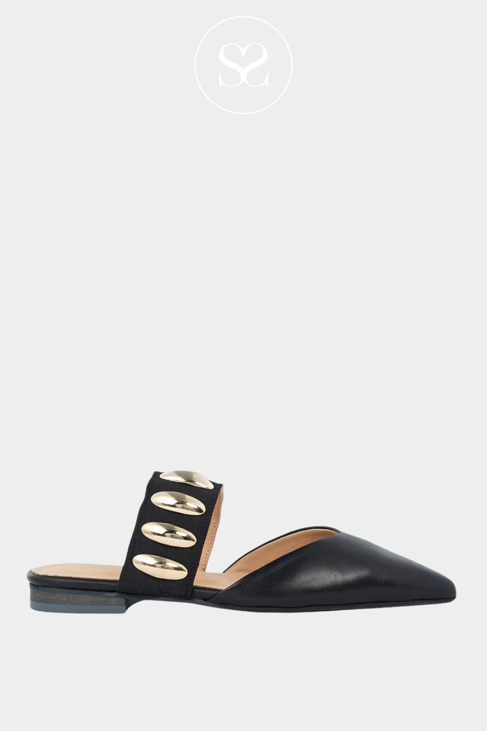Babouche Black Ballerina Sliders - Grace IRELAND