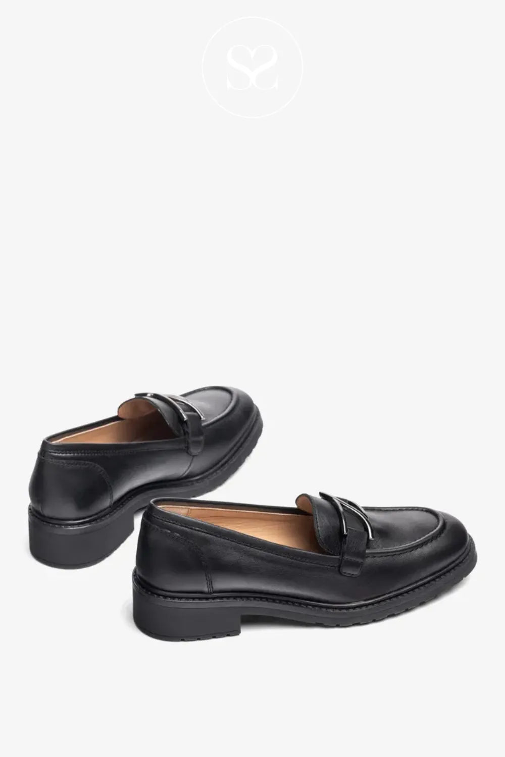 UNISA BLACK CHUNKY LOAFERS ESTIVI LEATHER LINING AND PLATFORM SOLE