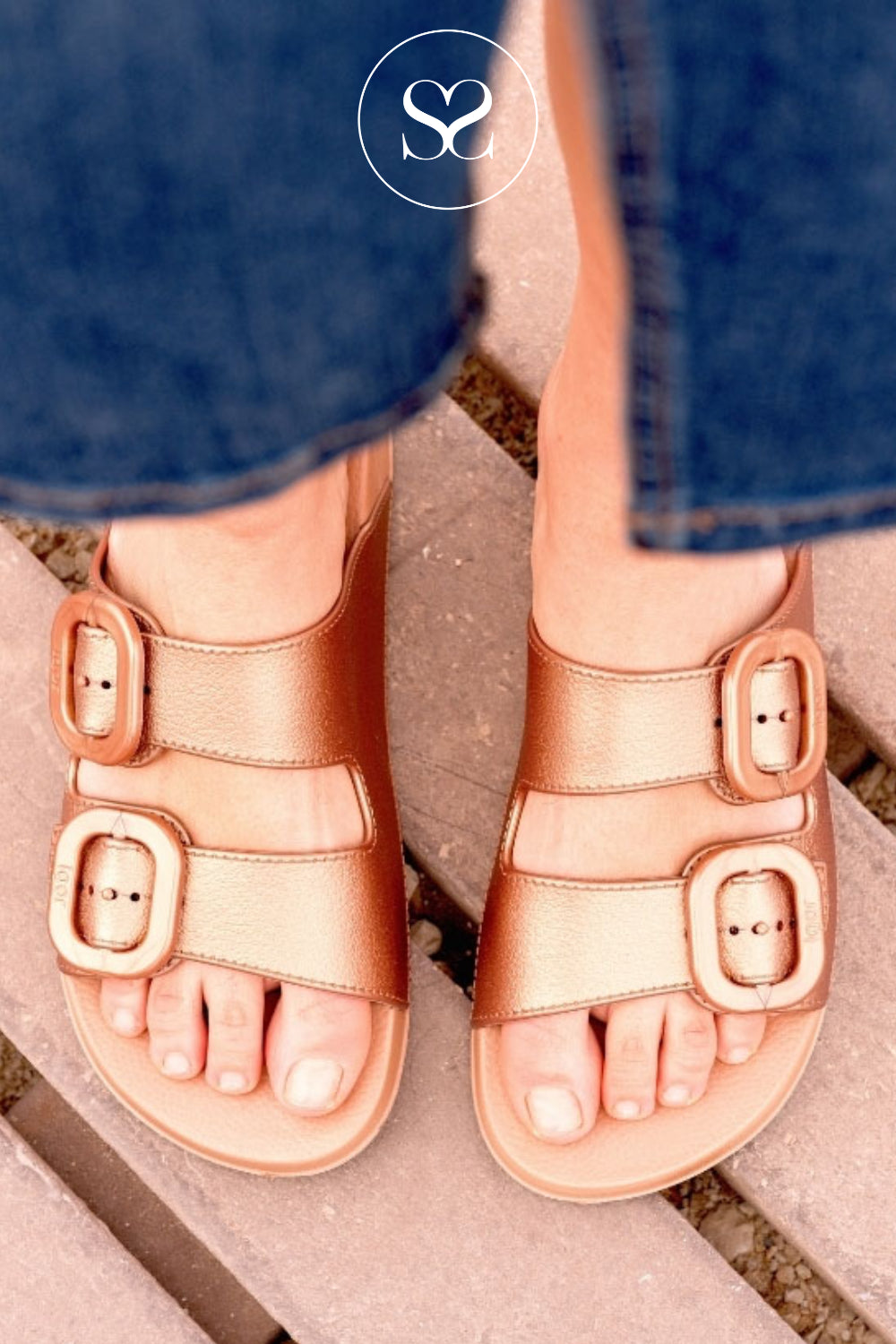 Igor Bronze Chunky Slider Sandals - Habana Brillo
