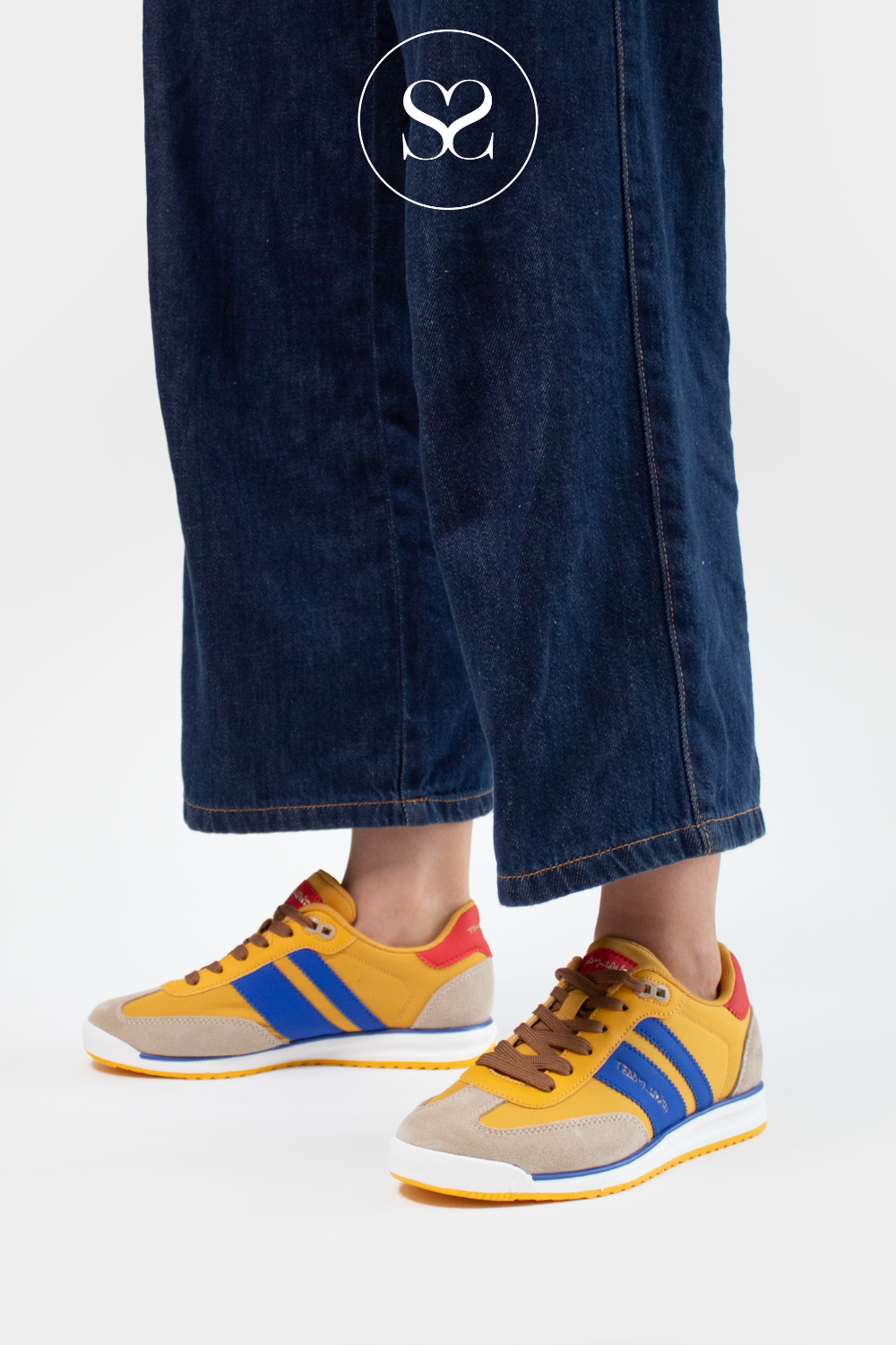 TEDDY SMITH YELLOW BLUE SPORTY RETRO TRAINERS - 120320