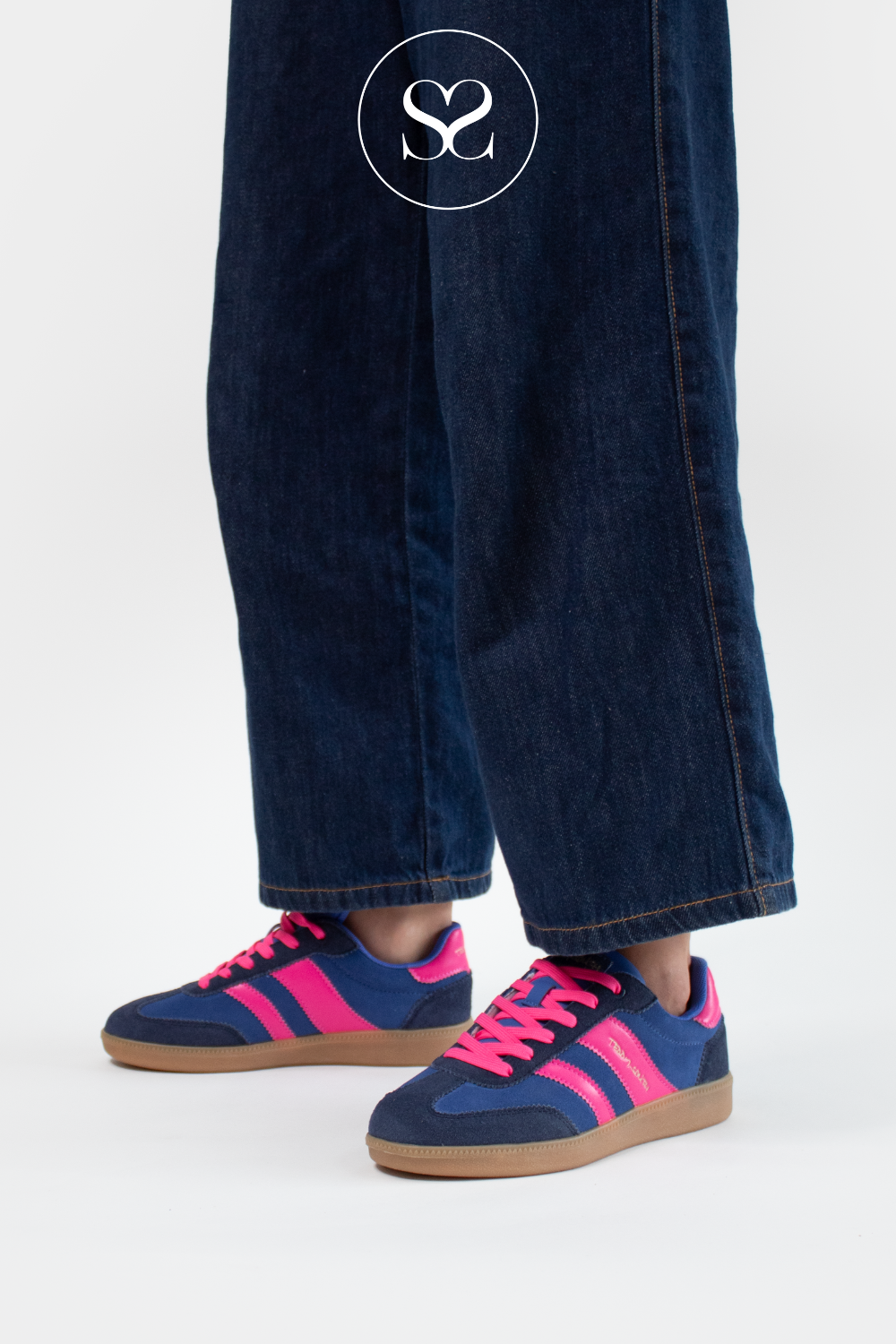 TEDDY SMITH BLUE & FUCHSIA SPORTY RETRO STYLE TRAINERS - 120235