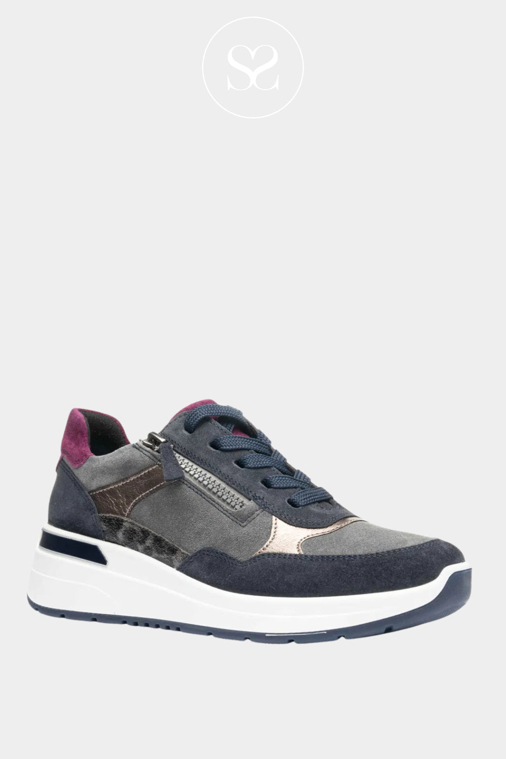 Ara Slip On Grey Wedge Trainers for Women - 12-57702