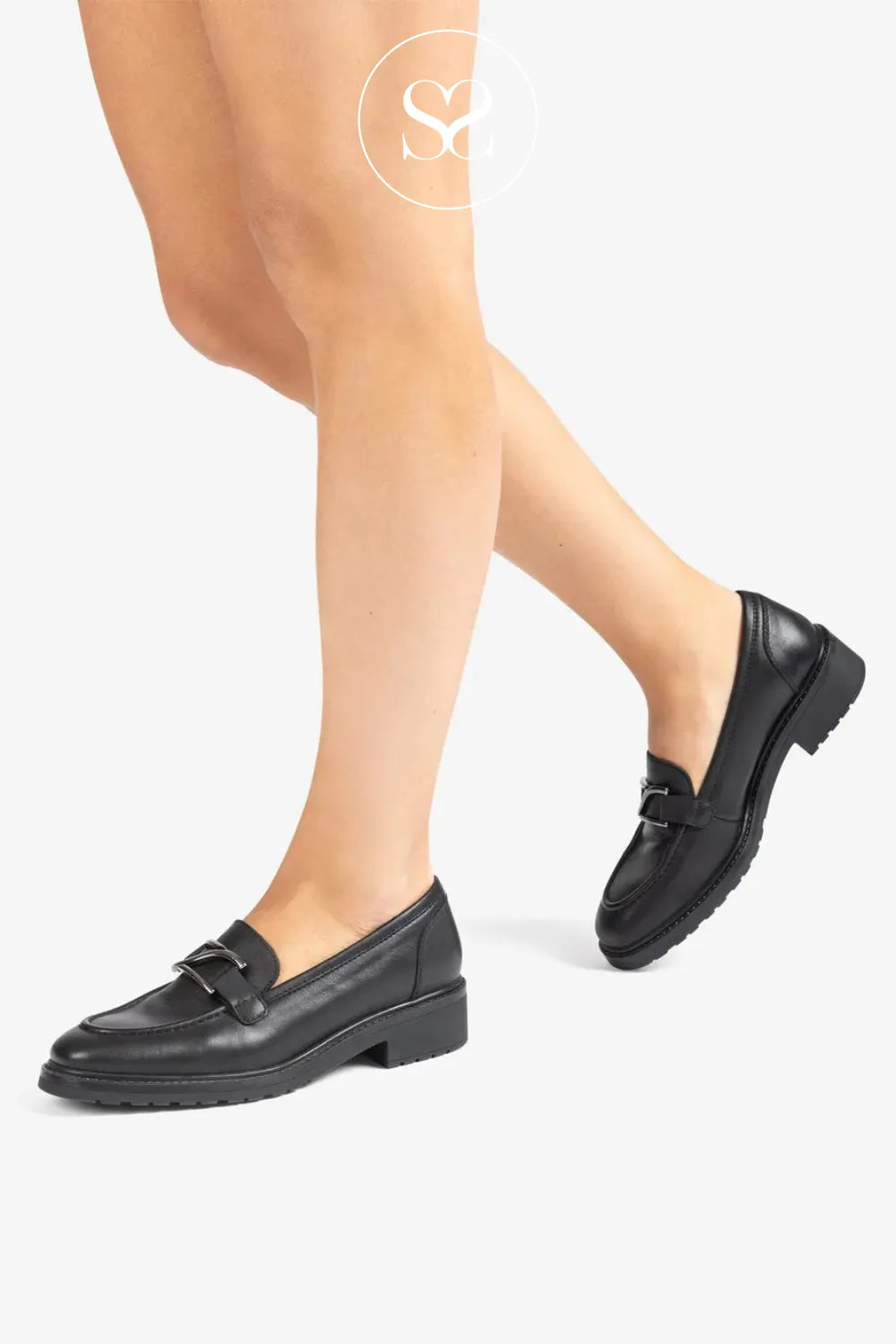 UNISA BLACK CHUNKY LOAFERS ESTIVI FOR WOMEN SLIP ON STYLE SHOES