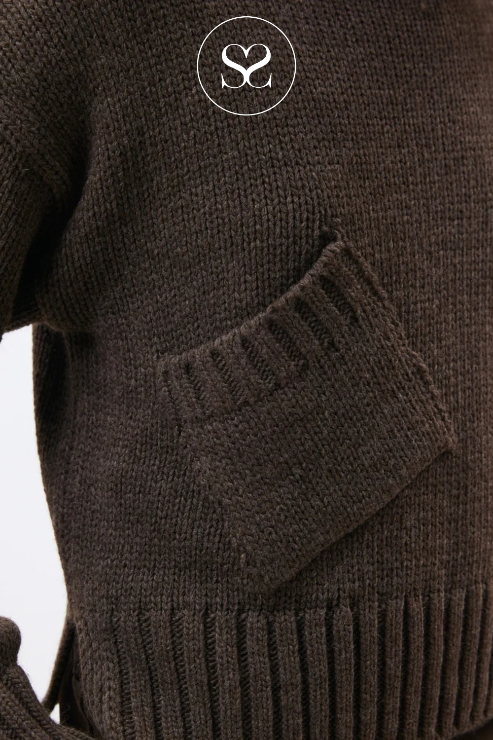 Dark Taupe Knitted Jumper - Curtam