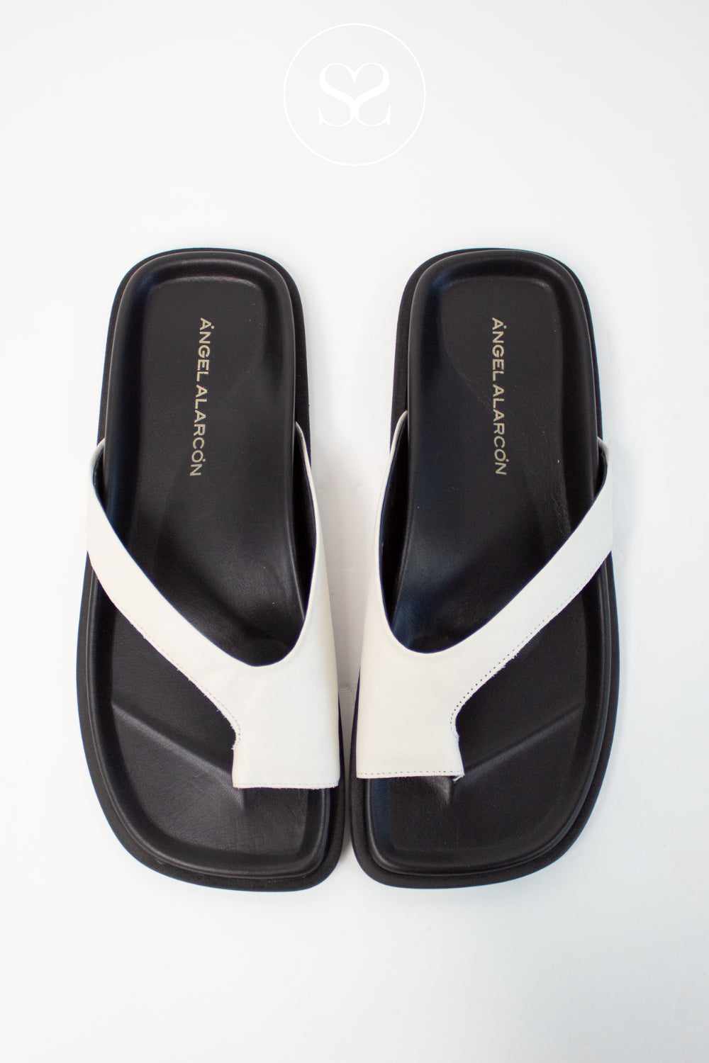 Angel Alarcon Cream Flat Square Toe slider Sandals Asia