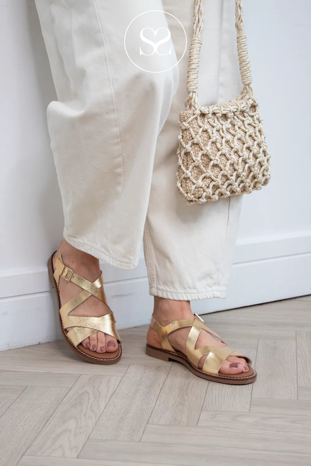 Oh My Sandals Gold Flat Sandals 5832