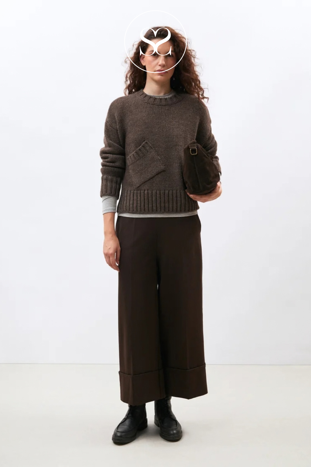 Dark Taupe Knitted Jumper - Curtam