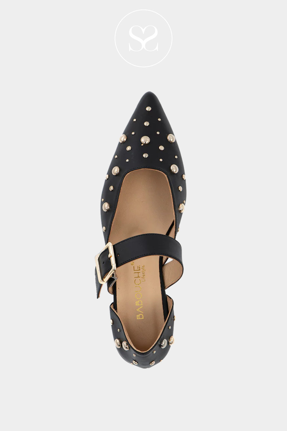 Babouche Black Studded Mary-Jane Flats - G-Ally-1 in Ireland
