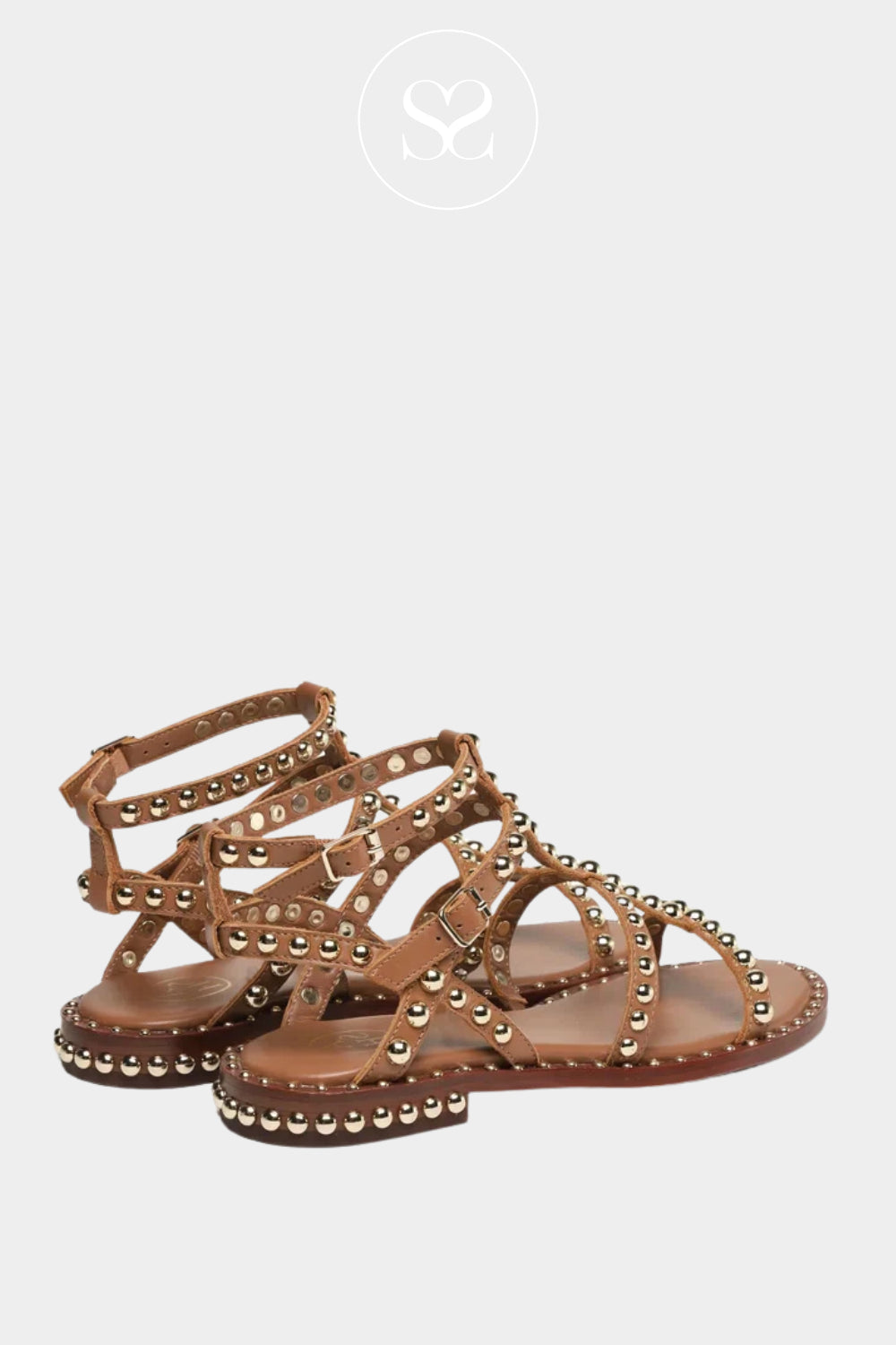 Ash tan studded sandals for women - precious style