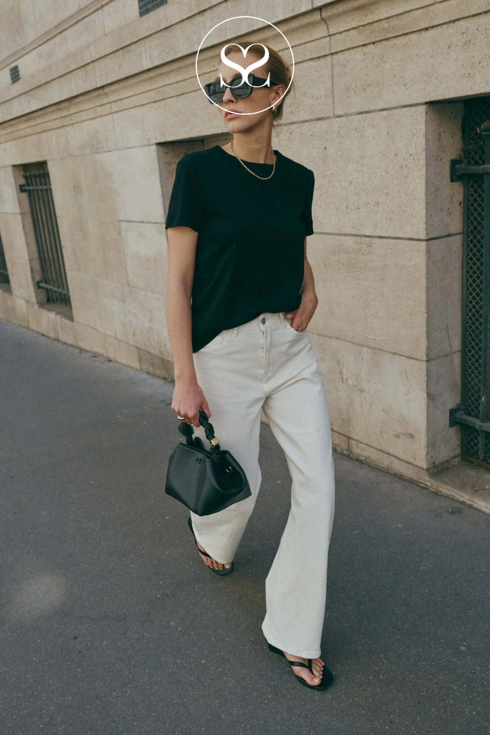Cream Full Length Barrel Jeans — Lowen