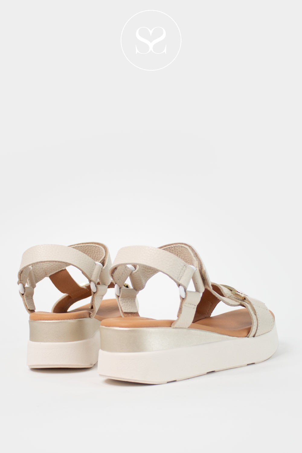 Oh My Sandals Off-White Wedge Walking Sandals 5961