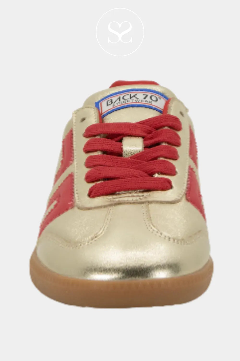 BACK 70 GOLD LACE-UP STYLE SNEAKER WITH RED ACCENTS