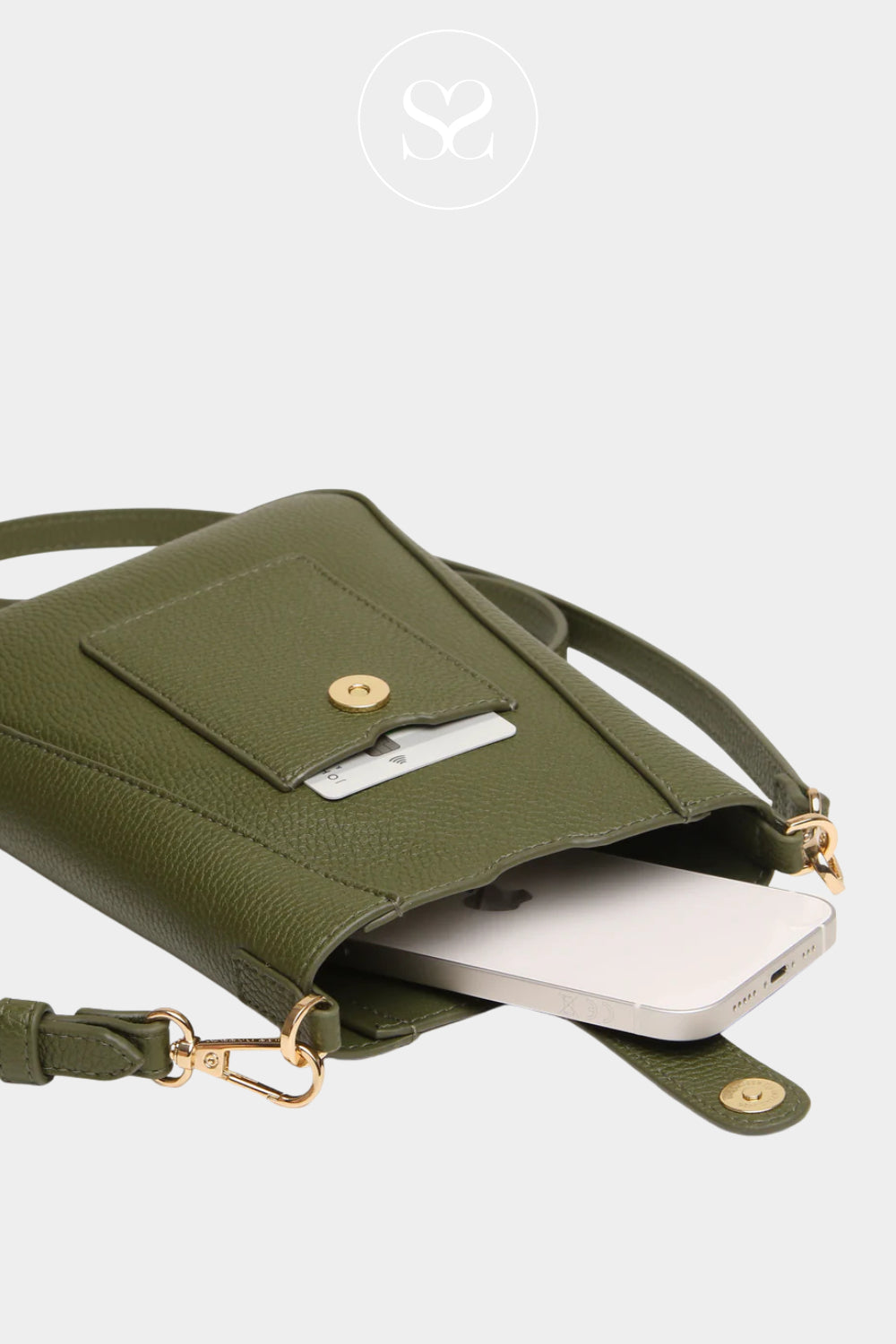 ALICE WHEELER SMALL OLIVE GREEN PHONE BAG FOR WOMEN