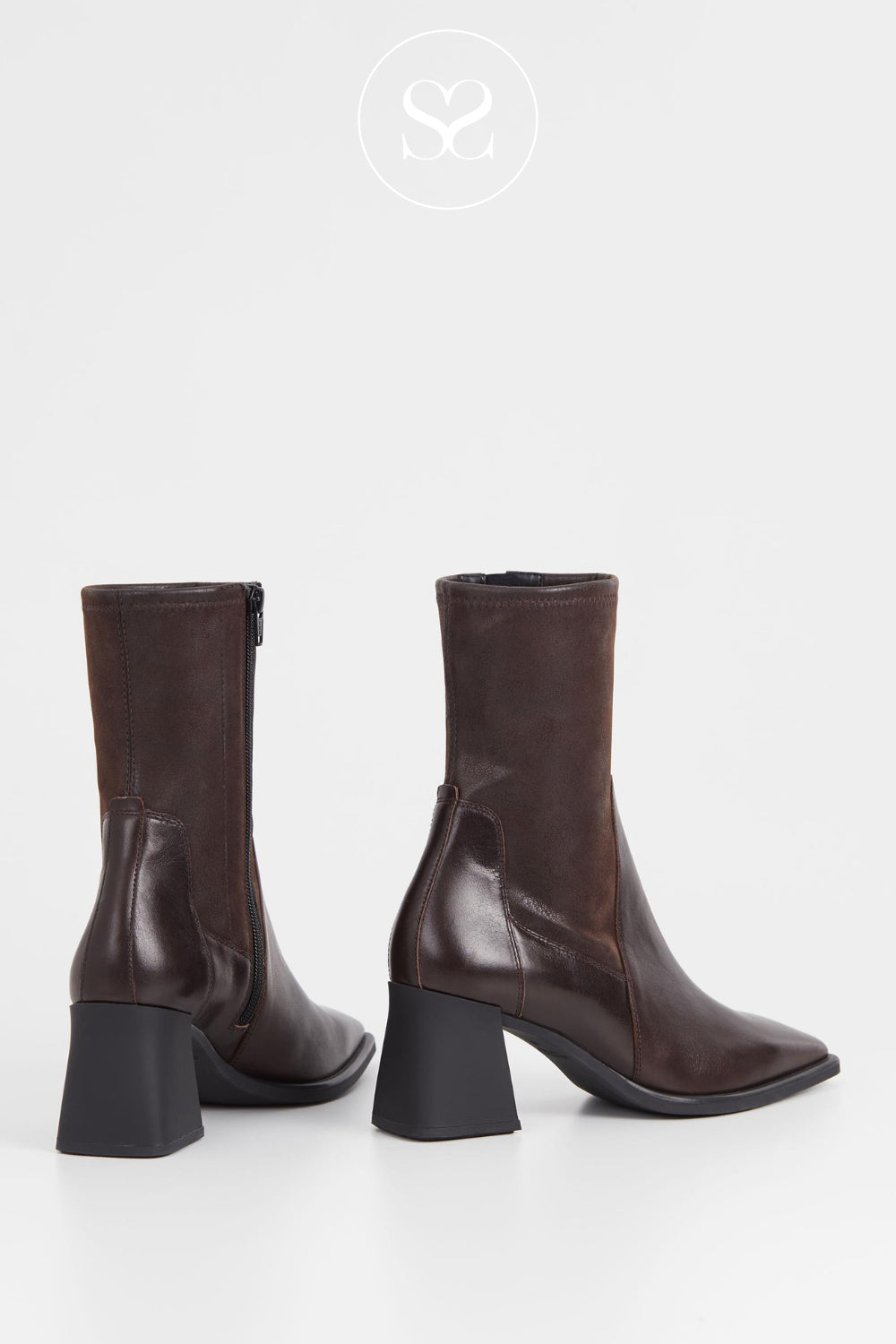 Brown leather sock style ankle boots from Vagabond Shoes