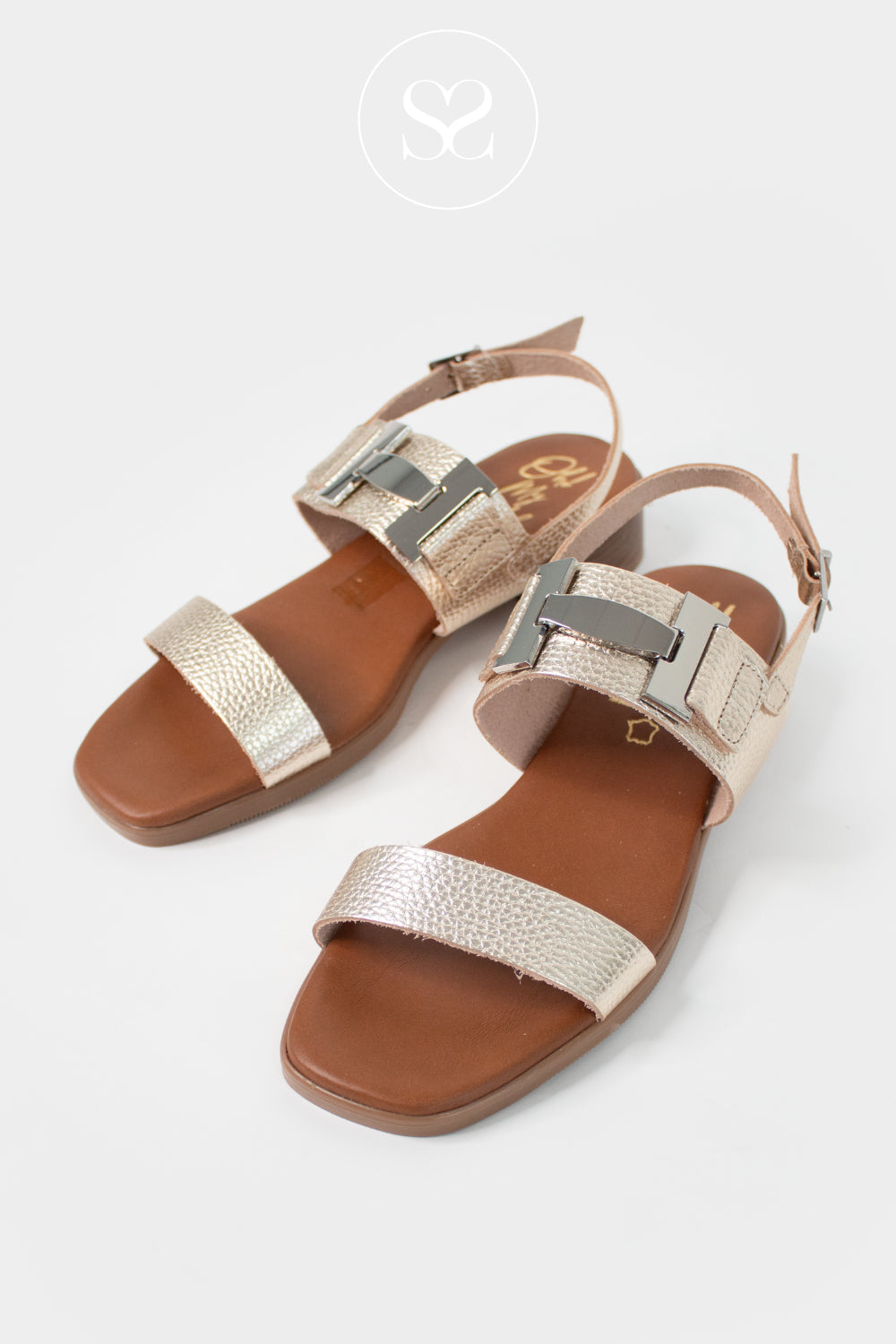 Oh My Sandals Gold Block Heel Sandals 5892