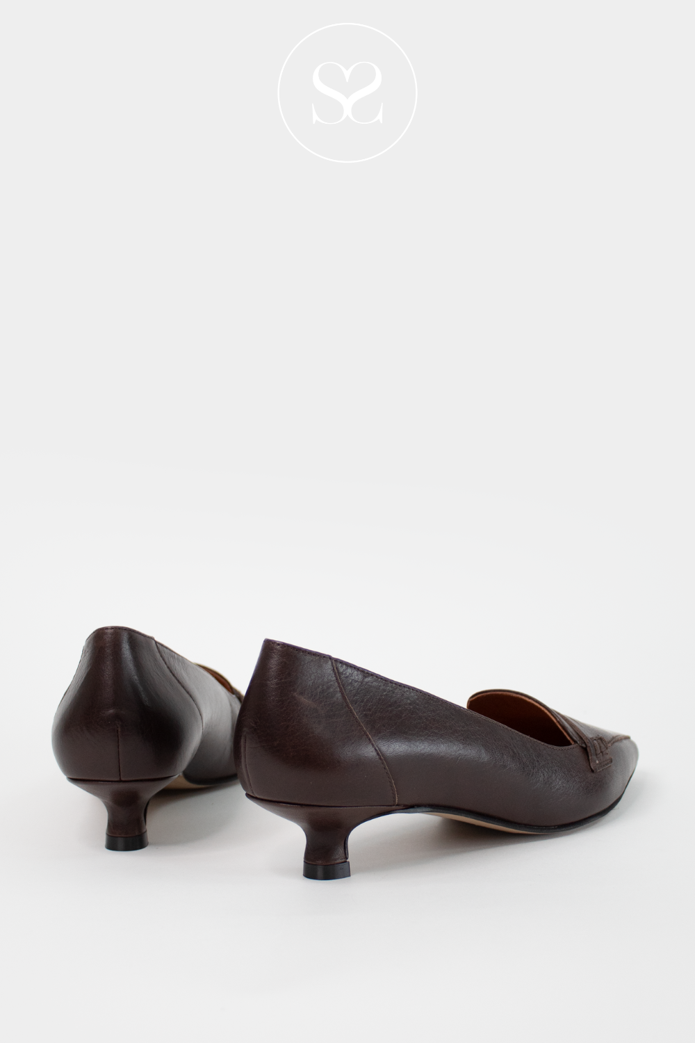 ANGEL ALARCON CHOCOLATE BROWN POINTED TOE KITTEN HEEL SHOE NELLA