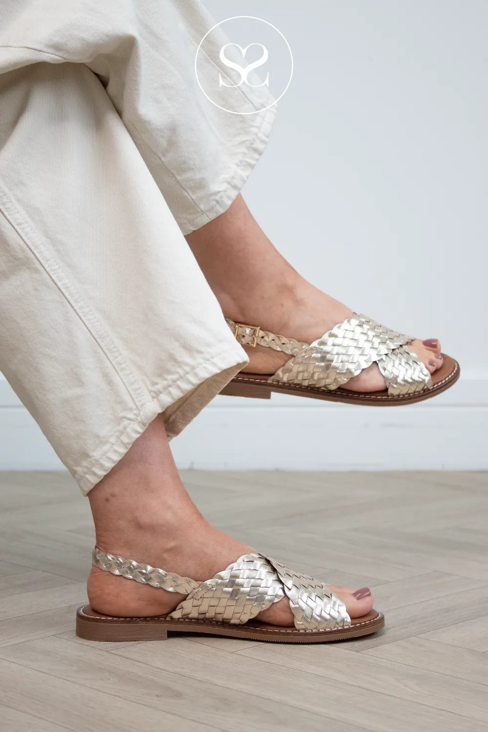 Oh My Sandals Gold Flat Sandals 5839