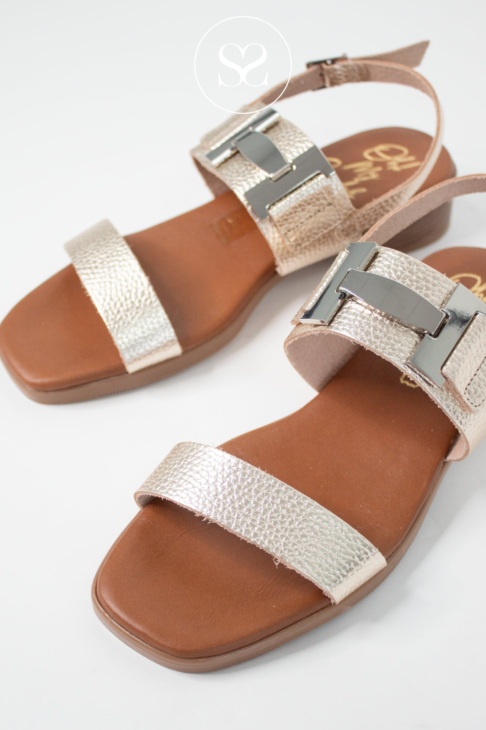 Oh My Sandals Gold Block Heel Sandals 5892