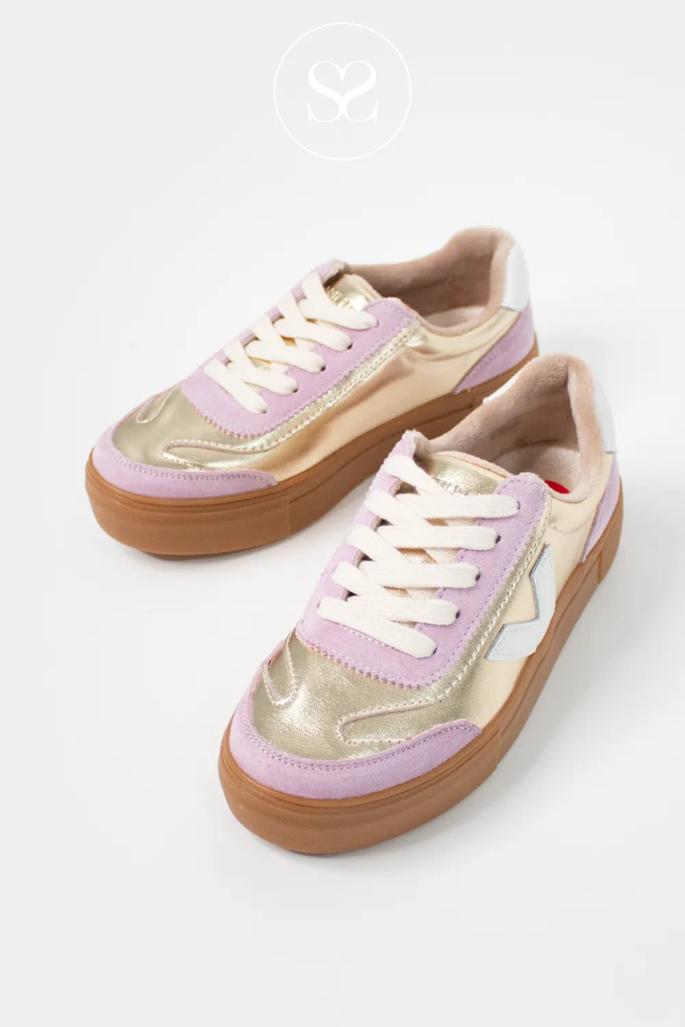 Drilleys Gold (Golden Musk) Platform Trainers For Women -Eighty with a fleece lining and removable insole for a custom fit