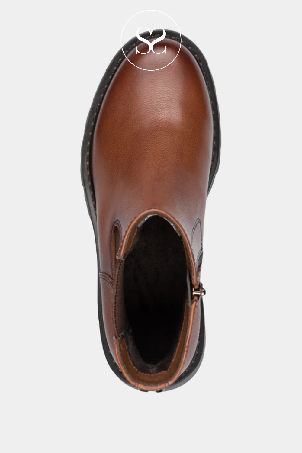 TAMARIS TAN CHELSEA BOOT WITH CUSHIONED INSOLE AND RUBBER SOLE